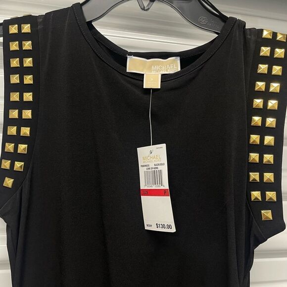 Michael Kors Black with gold studs dress NWT $135 - - Picture 1 of 4